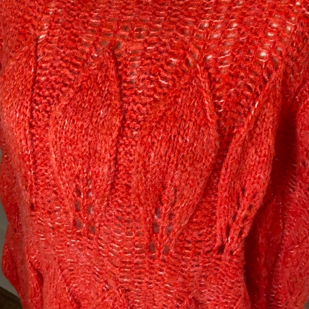 NWT TopShop Pointelle Orange Sweater Chunky - Picture 3 of 7
